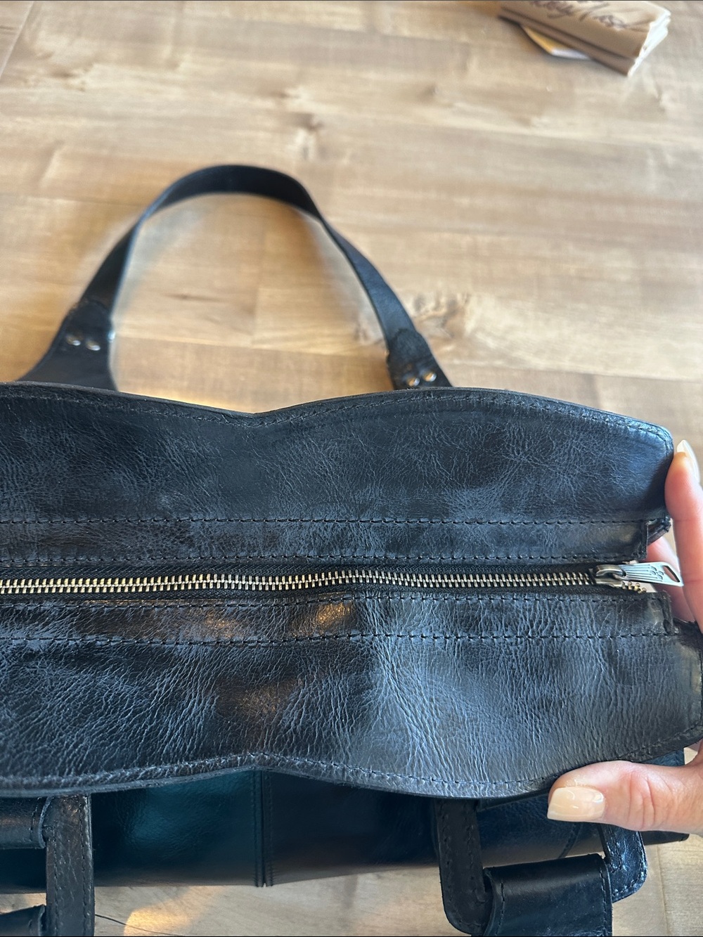 Patricia Nash Black Leather Buckle Satchel - Picture 7 of 13